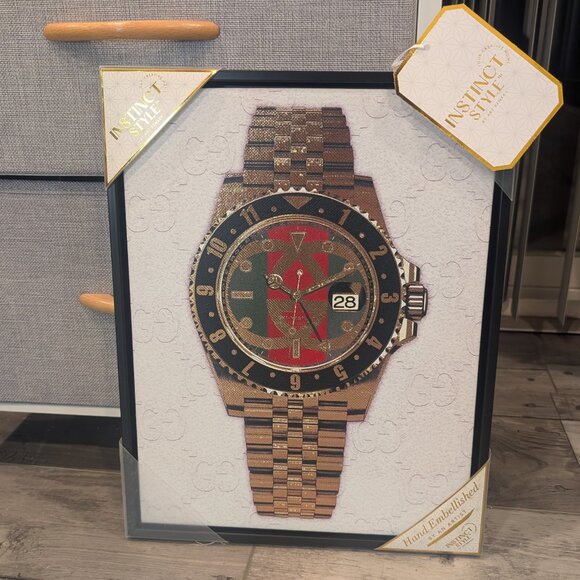 Luxury Wall Art Print - Bling Watch Hand Embellished - 14" x 11" - NEW - Picture 2 of 6